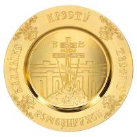 Тарель "Голгофа" из ювелирного сплава, позолота, Ø 15 см, У 29-1574