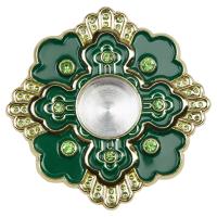 Мощевик врезной, цинковый сплав, зеленая эмаль, зеленые камни, Ø 68/22 мм