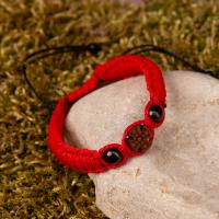 Браслет плетеный с крестиком, красный