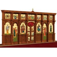 Иконостас деревянный резной "Владимирский" двухъярусный, цвет "кипарис", 690х348х40 см №2