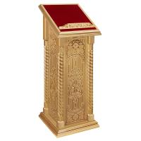 Аналой боковой &quot;Суздальский&quot;, цвет &quot;золото&quot;, тумба, красная ткань, 46х51х130 см