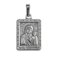 Образок мельхиоровый с ликом Божией Матери "Казанская", серебрение