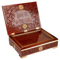 Ковчег для мощей "Суздальский", цвет "кипарис" с золотом (поталь), 40х30х13 см