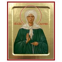 Икона блаженной Матроны Московской, на дереве, золочение (поталь), 12,5х16 см