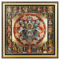 Икона Божией Матери "Неопалимая Купина" с клеймами избранных икон Богородицы, багетная рамка, подаро