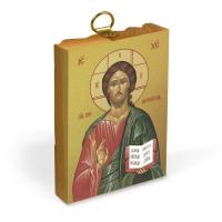 Икона Спасителя Господь Вседержитель на деревянной основе, на холсте с золочением