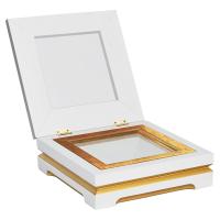 Ковчег для мощей "Архангельский" белый с золотом (патина), высота 7 см