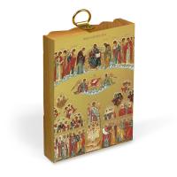 Икона Собора всех святых на деревянной основе, на холсте с золочением