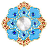 Мощевик врезной, цинковый сплав, эмаль, синие камни, Ø 68/22 мм