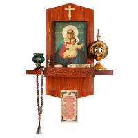 Полка для икон "Суздальская" угловая, цвет "кипарис", 1 ярус