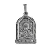 Образок мельхиоровый с ликом блаженной Матроны Московской, серебрение