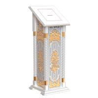 Ящик для пожертвований "Суздальский" белый с золотом (поталь), тумба, напольный, 46х46х130 см