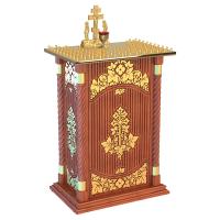 Панихидный стол на 70 свечей &quot;Суздальский&quot;, цвет &quot;кипарис&quot; с золотом (поталь), тумба