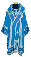 Архиерейское облачение с вышивкой голубое, шелк