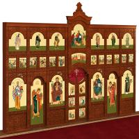 Иконостас деревянный "Суздальский" трехъярусный, цвет "кипарис", 608х483х25,4 см