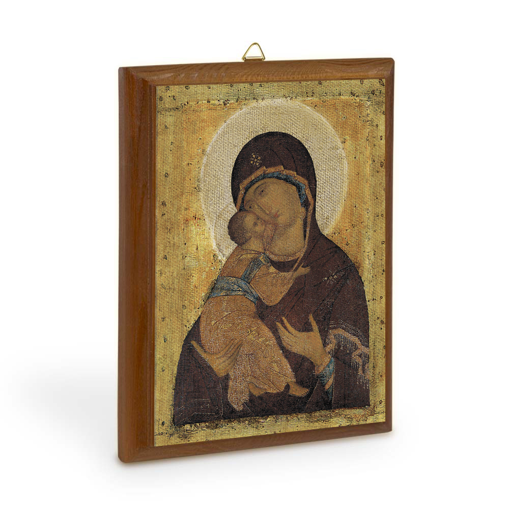 Икона Божией Матери "Владимирская" (прп. Андрея Рублева) на деревянной основе, холст с золочением