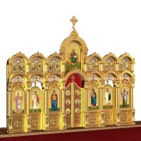 Иконостас деревянный резной &quot;Благовещенский&quot; двухъярусный, цвет &quot;золото&quot;, 664х493х28 см