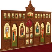 Иконостас деревянный "Суздальский" двухъярусный, цвет "кипарис", 608х378х25,4см