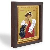 Икона пророка Даниила, в узком багете, цвет "темный дуб", на холсте, с золочением