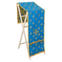 Накидка на аналой перекидная, шелк &quot;Святительский&quot;, голубая с золотом, 45,5х200 см