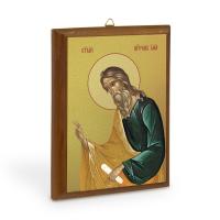 Икона пророка Илии на деревянной основе, холст с золочением