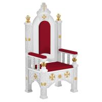 Архиерейский трон "Ярославский" белый с золотом (поталь), 70х58х161 см