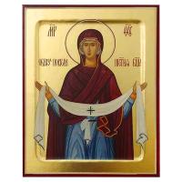 Икона Божией Матери "Покров Пресвятой Богородицы", на дереве, золочение (поталь), 12,5х16 см