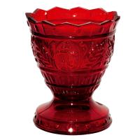 Лампада стеклянная "Лилия", красная узорчатая, на ножке, высота 8,5 см, диаметр 7,2 см