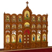 Иконостас деревянный резной "Благовещенский" трехъярусный, цвет "кипарис", 664х598,5х28 см