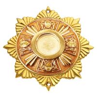 Мощевик накладной из ювелирного сплава в позолоте с желтой эмалью и фианитами, Ø 63/16 мм