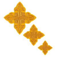 Крест на облачение вышитый пришивной желтый, золотая нить