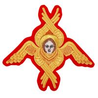 Херувим пришивной красный с золотом, 12,5х11 см