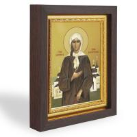 Икона блаженной Ксении Петербургской, в узком багете, цвет "темный дуб", на холсте, с золочением, №2