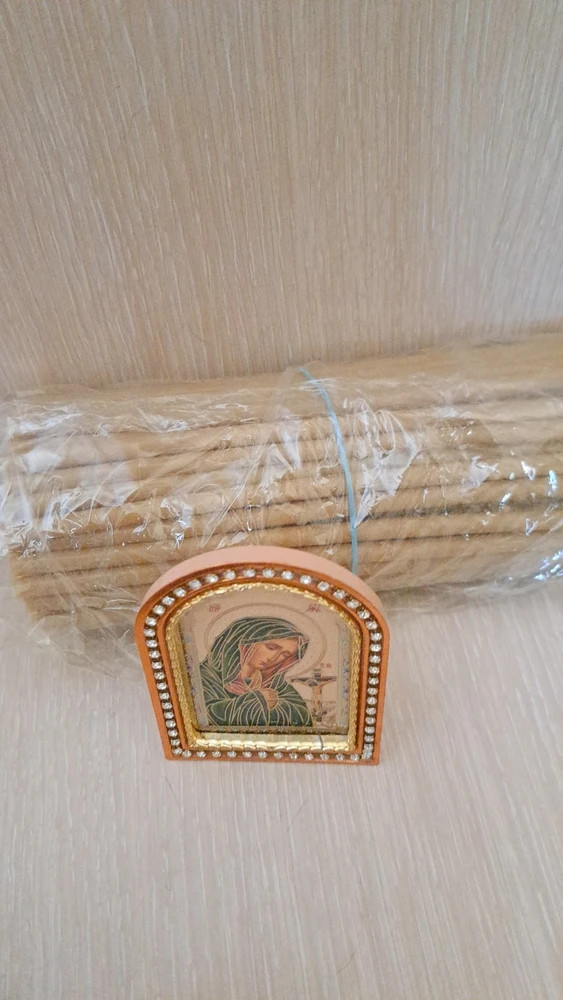 Икона настольная Божией Матери "Ахтырская", пластиковая рамка, 6,4х8,6 см