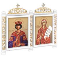 Киот настенный "Суздальский" белый с золотом (патина), два модуля