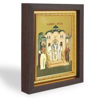 Икона Воздвижения Креста Господня, в узком багете, цвет "темный дуб", на холсте, с золочением