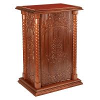 Подставка церковная &quot;Суздальская&quot;, цвет &quot;кипарис&quot;, тумба, красная ткань, 70х46х100 см