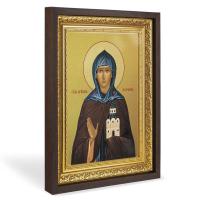 Икона преподобной княгини Евфросинии Московской, в широком багете, цвет "темный дуб", на холсте, с з