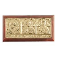 Икона в машину, триптих из латуни на пластиковой основе, 6,6х3,4 см, цвет "под золото"