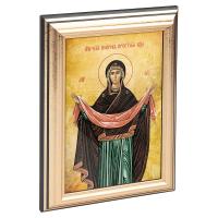 Икона Божией Матери &quot;Покров&quot;  в пластиковой рамке, черная с золотом, 13х1,5х18 см