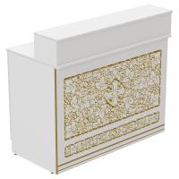 Свечная лавка "Суздальская". Секция №17, рабочая зона продавца, белая с золотом (патина)