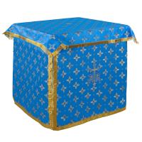 Облачение на престол с пеленой, шелк &quot;Святительский&quot;, голубое с золотом