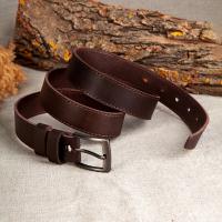 Ремень кожаный коричневый, ширина 3,5 см