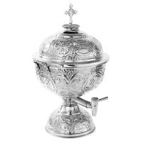 Водосвятная чаша латунная на 6 л, никелирование, с краном, 31,5х47 см, У 13-0161