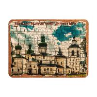 Магнит "Кирилло-Белозерский монастырь, Кириллов" на дереве под старину, 8х6 см