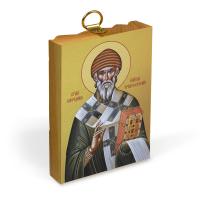 Икона святителя Спиридона Тримифунтского на деревянной основе, на холсте с золочением