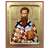 Икона святителя Василия Великого, на дереве, золочение (поталь), 12,5х16 см