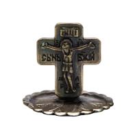 Подсвечник настольный литой с ручкой "Спаситель", бронза, 3,4х3,2 см