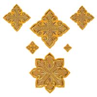 Набор крестов для иерейского облачения желтый, золотая нить