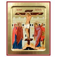 Икона Распятия Господня, на дереве, золочение (поталь), 12,5х16 см